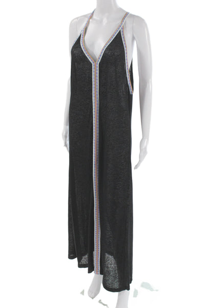 Pitusa Womens Maxi Slip Dress Black V-Neck Sleeveless Size PP