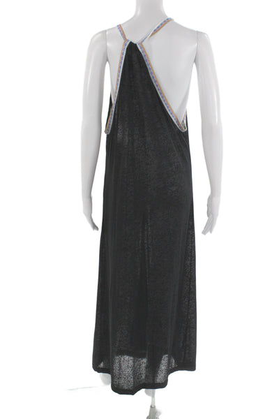 Pitusa Womens Maxi Slip Dress Black V-Neck Sleeveless Size PP