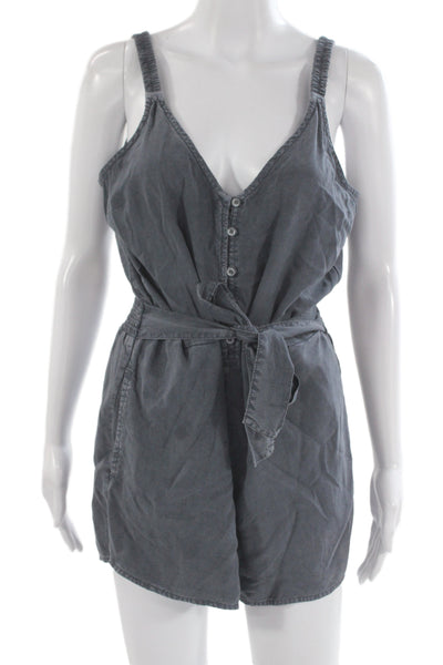 Bella Dahl Womens Dark Gray V Neck Sleeveless Jumpsuit Tencel Size S