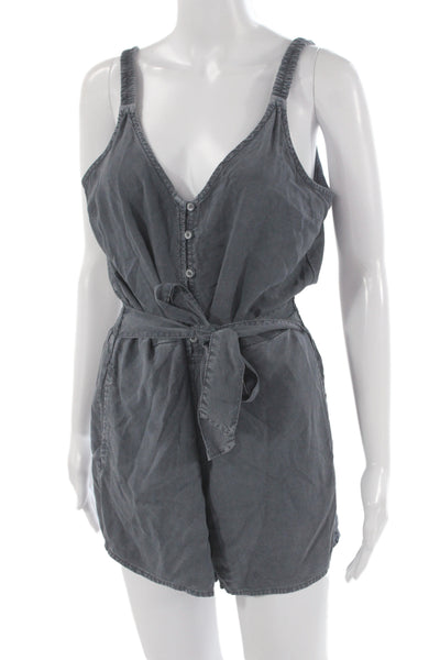 Bella Dahl Womens Dark Gray V Neck Sleeveless Jumpsuit Tencel Size S