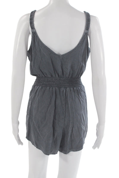 Bella Dahl Womens Dark Gray V Neck Sleeveless Jumpsuit Tencel Size S