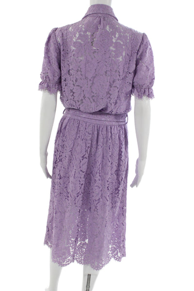 Generation Love Womens Purple Floral Collared Shirt Dress Short Sleeve Size 4
