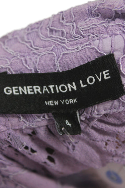 Generation Love Womens Purple Floral Collared Shirt Dress Short Sleeve Size 4