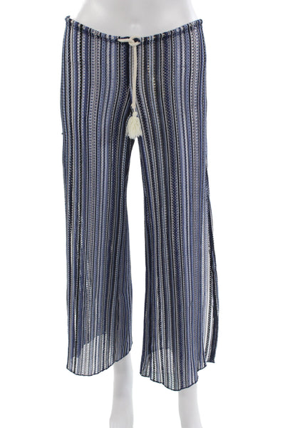 Becca Womens Blue Striped Drawstring Beach Pants Size S