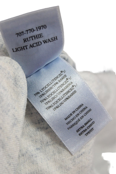Rails Womens Light Blue High Neck Sleeveless Button Up Tencel Blouse Size XS