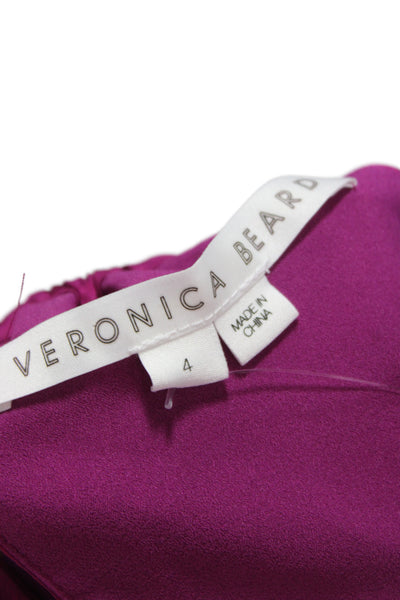 Veronica Beard Women Purple Floral Tie Long Sleeve Blouse Size 4