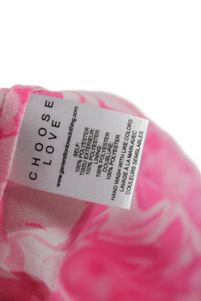 Generation Love Womens Pink Floral V-Neck Button Sleeveless Blouse Size S