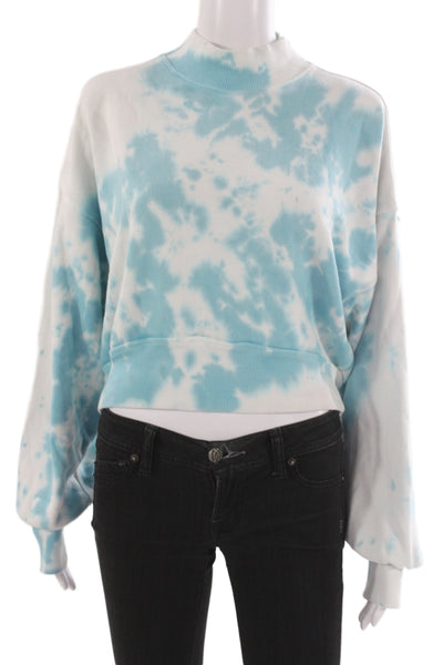 Spiritual Gangster Womens Pullover Sweatshirt Light Blue Mock Neck Size S