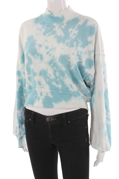 Spiritual Gangster Womens Pullover Sweatshirt Light Blue Mock Neck Size S