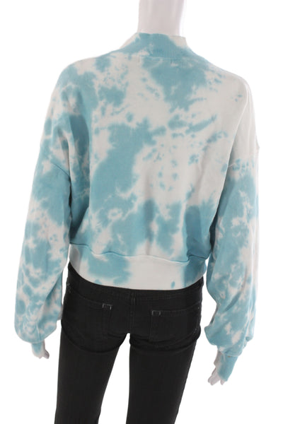 Spiritual Gangster Womens Pullover Sweatshirt Light Blue Mock Neck Size S
