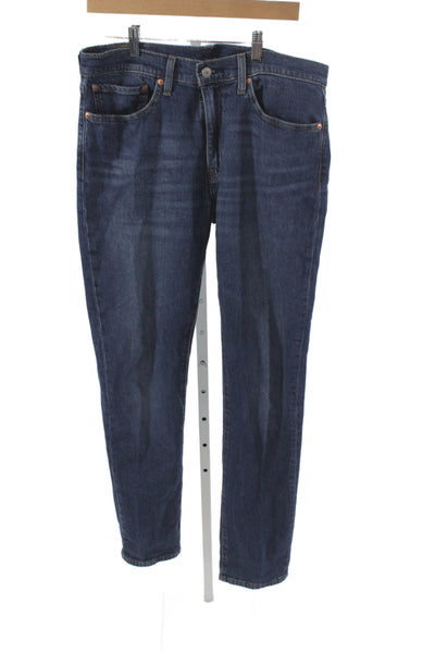 Levi's Mens Straight Tapered Dark Blue Jeans Button Fly Size 34
