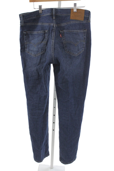 Levi's Mens Straight Tapered Dark Blue Jeans Button Fly Size 34