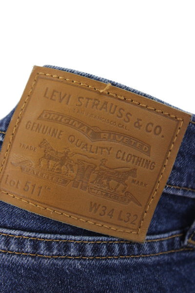 Levi's Mens Straight Tapered Dark Blue Jeans Button Fly Size 34
