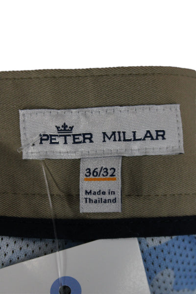 Peter Millar Mens Cropped Khakis Button Cotton Polyester Designer Size 36