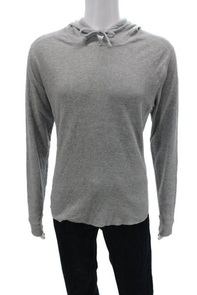 Vince Mens Pullover Hoodie Gray Cotton Long Sleeve Size L