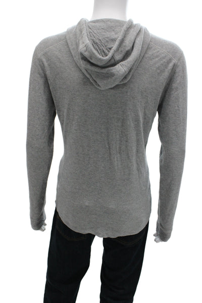Vince Mens Pullover Hoodie Gray Cotton Long Sleeve Size L