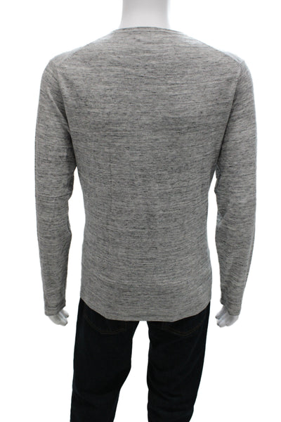 Vince Mens Striped Long Sleeve Crew Neck Cotton Polyester T-Shirt Size L