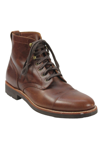 J Crew Mens Lace Up Cap Toe Leather Ankle Boots Brown Size 8.5