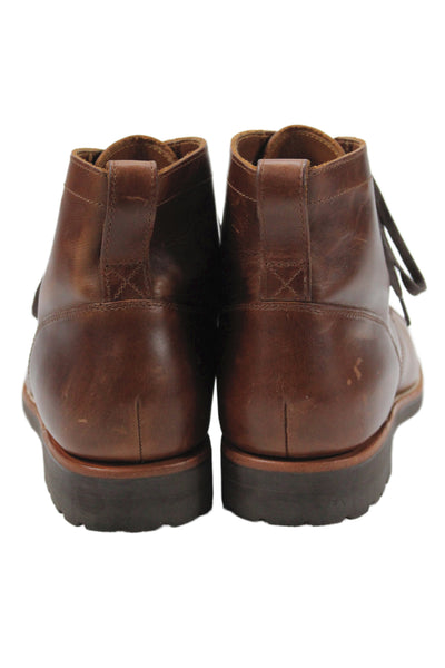 J Crew Mens Lace Up Cap Toe Leather Ankle Boots Brown Size 8.5