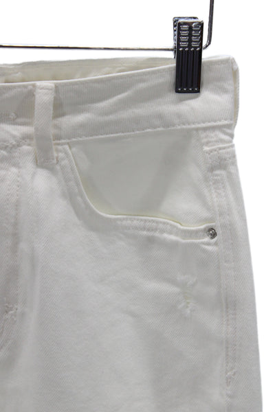 Zara Women Boyfriend Mom High Rise White Jeans Button Cotton Size 2