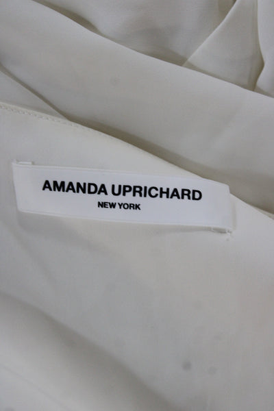 Amanda Uprichard Women White V-Neck Long Sleeve Mini Kaftan Dress Size S