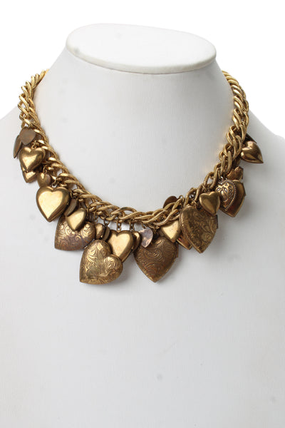John Wind Womens Gold Tone Vintage Inspired Hart Locket Charm Necklace 16"