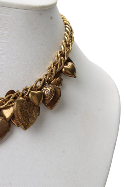 John Wind Womens Gold Tone Vintage Inspired Hart Locket Charm Necklace 16"