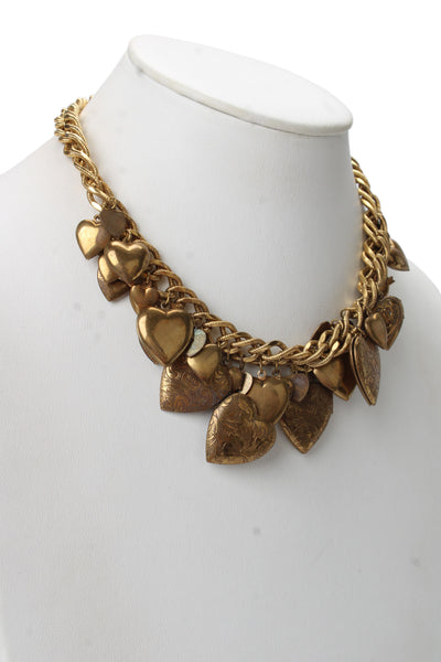 John Wind Womens Gold Tone Vintage Inspired Hart Locket Charm Necklace 16"