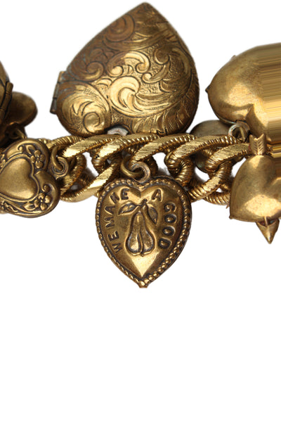 John Wind Womens Gold Tone Vintage Inspired Hart Locket Charm Necklace 16"