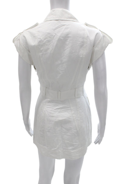 A.L.C. Womens Collared White Jumpsuit Cotton Linen Knee Length Size 6