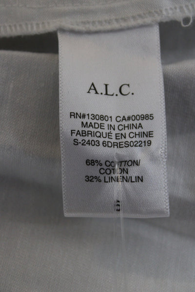 A.L.C. Womens Collared White Jumpsuit Cotton Linen Knee Length Size 6