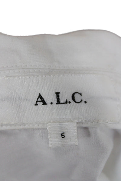 A.L.C. Womens Collared White Jumpsuit Cotton Linen Knee Length Size 6