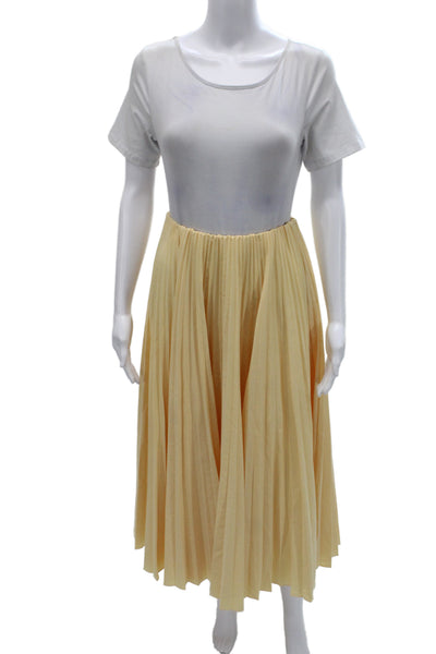 A.L.C. Womens A-Line Pleated Skirt Beige Size 4