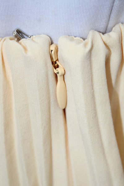 A.L.C. Womens A-Line Pleated Skirt Beige Size 4