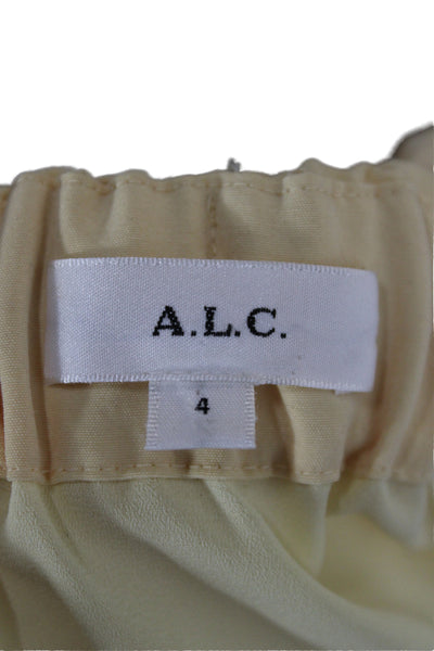 A.L.C. Womens A-Line Pleated Skirt Beige Size 4