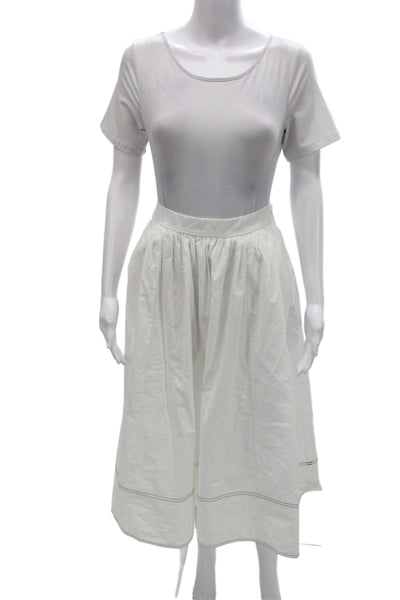 J Crew Womens A-Line Peasant Long Cotton Skirt White Size 0