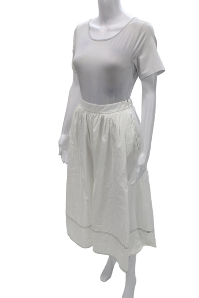 J Crew Womens A-Line Peasant Long Cotton Skirt White Size 0