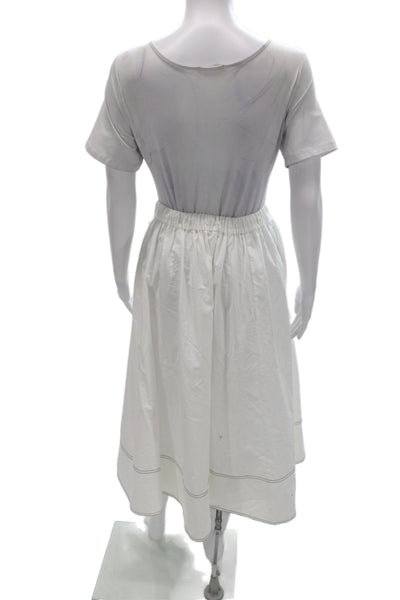 J Crew Womens A-Line Peasant Long Cotton Skirt White Size 0