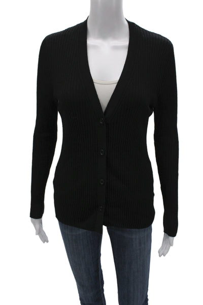 James Perse Unisex Cardigan Black V-Neck Button Linen Long Sleeve Size 3