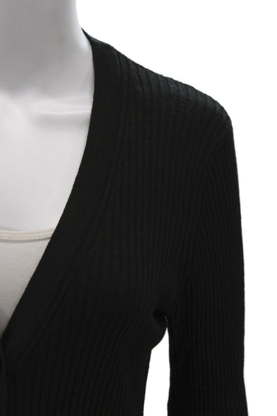 James Perse Unisex Cardigan Black V-Neck Button Linen Long Sleeve Size 3