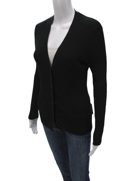 James Perse Unisex Cardigan Black V-Neck Button Linen Long Sleeve Size 3