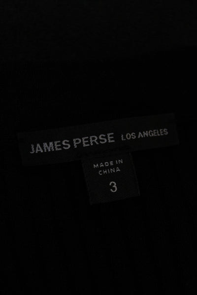 James Perse Unisex Cardigan Black V-Neck Button Linen Long Sleeve Size 3