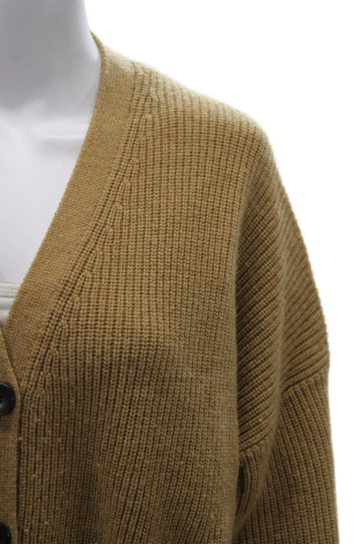 A.L.C. Unisex Cardigan Brown Merino Wool V Neck Button Long Sleeve Size S