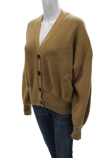 A.L.C. Unisex Cardigan Brown Merino Wool V Neck Button Long Sleeve Size S