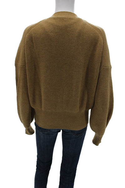 A.L.C. Unisex Cardigan Brown Merino Wool V Neck Button Long Sleeve Size S