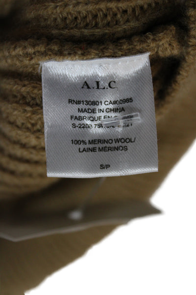 A.L.C. Unisex Cardigan Brown Merino Wool V Neck Button Long Sleeve Size S
