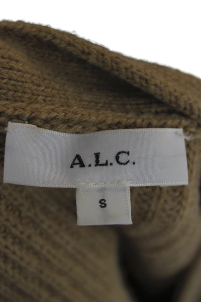 A.L.C. Unisex Cardigan Brown Merino Wool V Neck Button Long Sleeve Size S