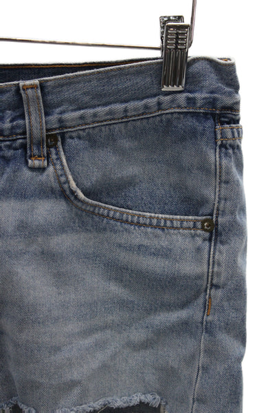 Rag & Bone Unisex Light Blue 100% Cotton Solid Button Shorts Size 25