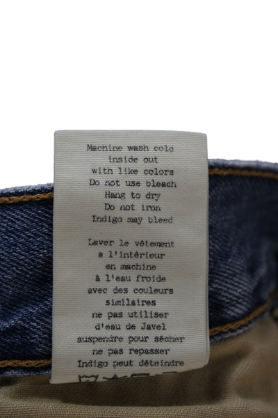 Rag & Bone Unisex Light Blue 100% Cotton Solid Button Shorts Size 25