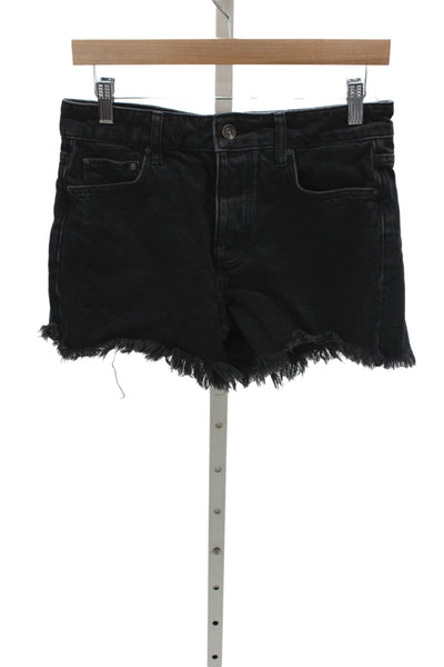 Paige Unisex Black 90s Solid Button Front Shorts Size 26